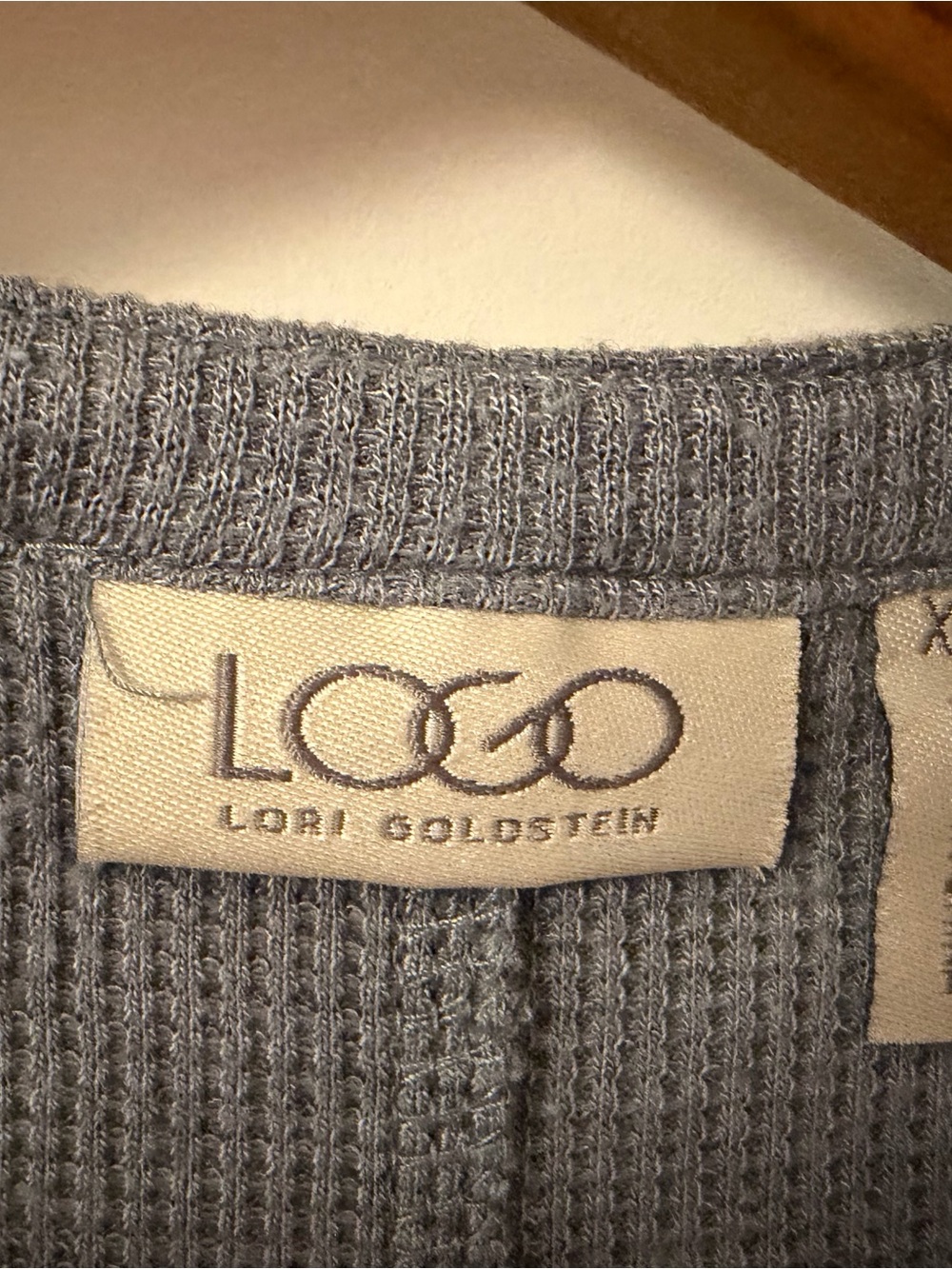 LOGO by Lori Goldstein Gray Cardigan with Lace Hem - Picture 2 of 2